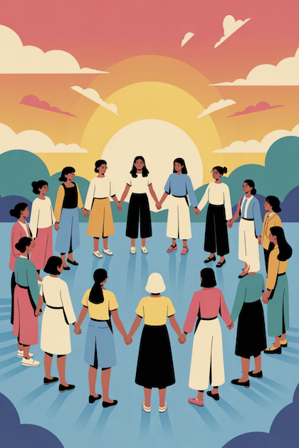 Group holding hands illustration